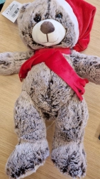 plush gray bear with hat and scarf 40 cm