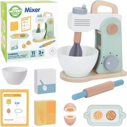 Woopie Green wooden kitchen mixer with accessories, 11 pcs