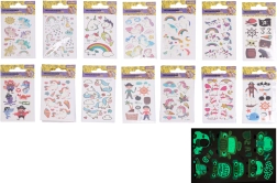 Gloeiende tatoeagestickers 6 × 10,5 cm – mix eenhoorns en piraten