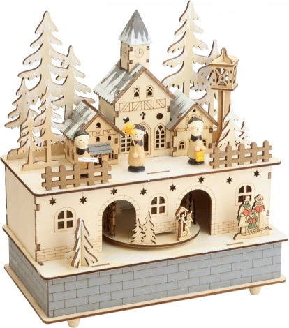 Small Foot Wooden Music Box with Light Winter Village