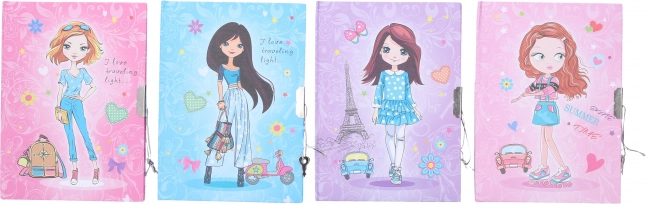 Lockable journal 13 × 18 cm – girl, unruled