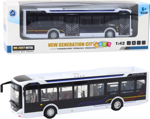 Metalen stadsbus met licht en geluid 1:42 wit