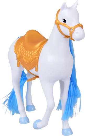 Noble white horse with harness