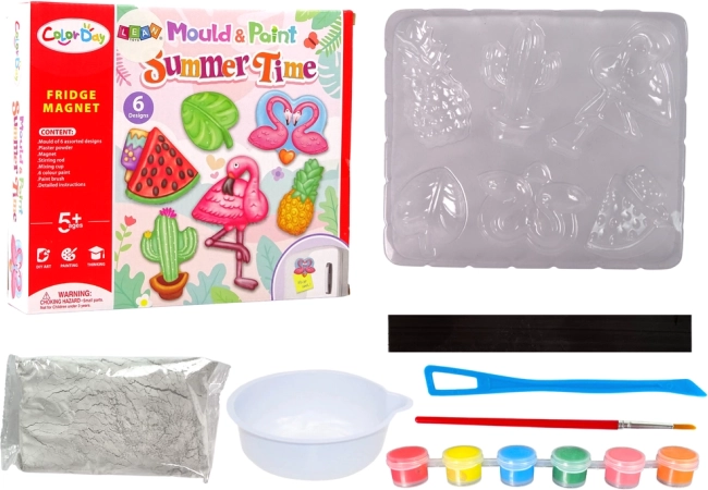 Kinder DIY set voor magneten Flamingo Meloen Gips