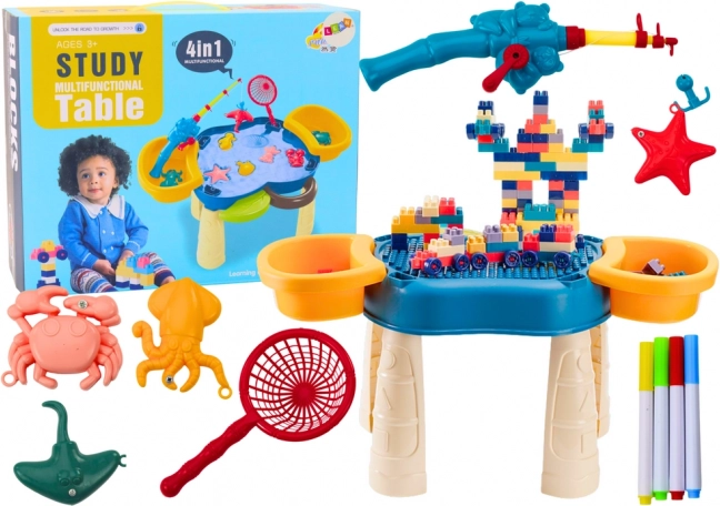 Multifunctional 4-in-1 table blue