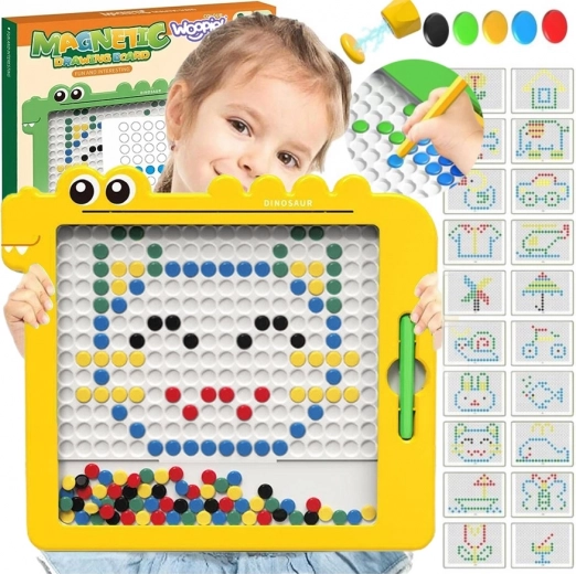 Magnetic Board WOOPIE MAGPAD Dinosaur, Montessori, 110 Magnetic Pegs