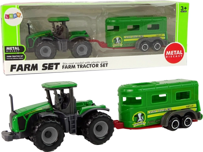 Zelený traktor s prívesom – detská farmárska sada