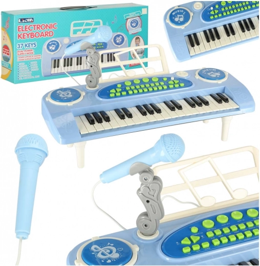 Interactive Kids' Keyboard Instrument with Microphone – Blue