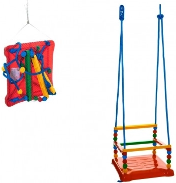 Balançoire en plastique avec barrière 35 × 34 cm, capacité 40 kg – Rouge