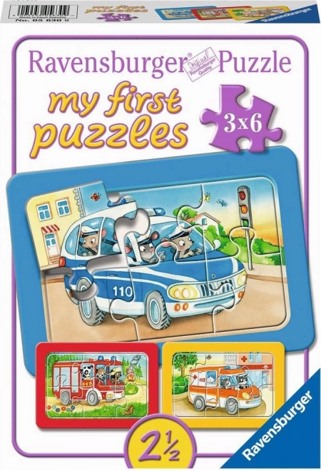 My First Puzzle – Emergency Vehicles with Animals at the Wheel 3×6 pieces RAVENSBURGER