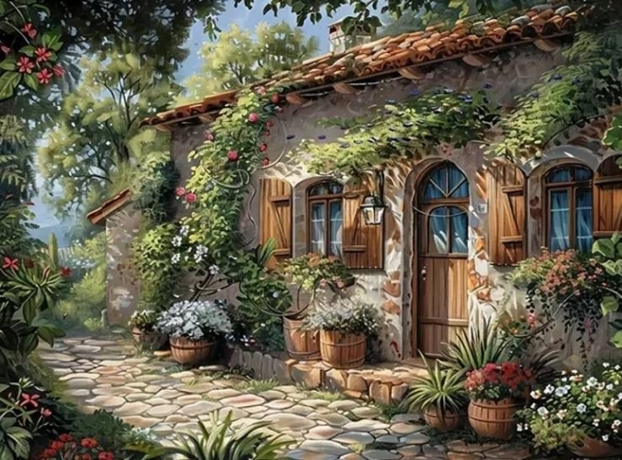 Peinture diamant chalet douillet 30 × 40 cm