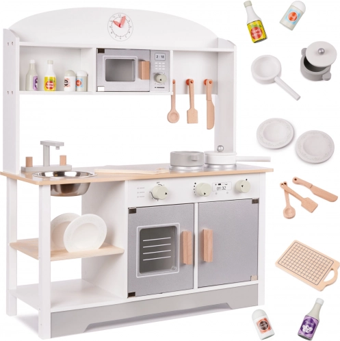 Fából készült gyerek konyha tartozékokkal, MDF, 82 cm