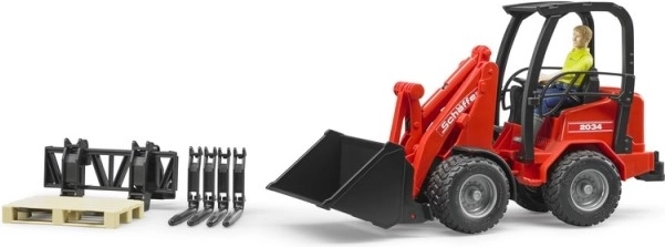 Red loader Bruder Schäffer 2034 with figure and accessories