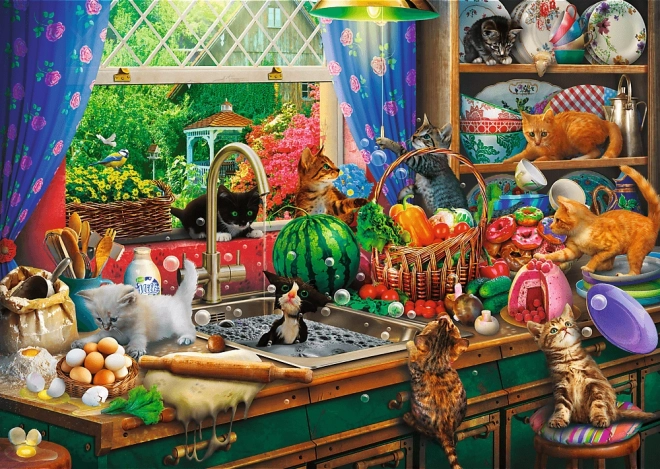 TREFL Puzzle Premium Plus: Tea Time with Playful Kittens 1000 Pieces