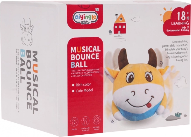 Interactive Jumping Plush Cow with Lights and Sounds