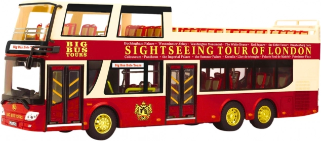 Kovový dvojposchodový vyhliadkový autobus 1:42 červený