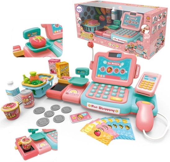 kids' cash register with scanner, scale and microphone WOOPIE + 24 accessories
