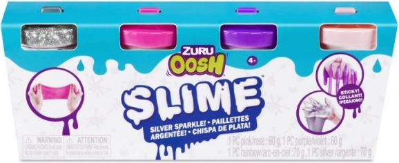ZURU OOSH Slime – set van kleine tubes 4‑pack, glinsterende kleuren