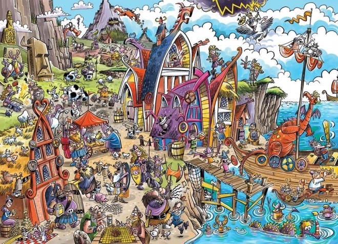 Puzzle COBBLE HILL DOODLETOWN: Viking Village – 1000 pieces