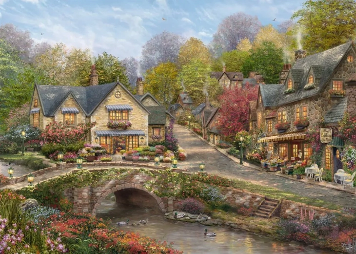 Schmidt puzzle Summer in Cobblestone Village 2000 pieces