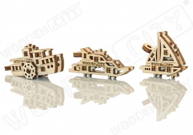 Wooden 3D Puzzle Mini Boat Set