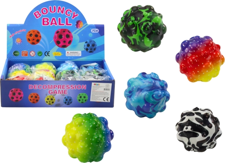 Bunter Noppenball 6,5 cm – hüpfendes und knetbares Anti-Stress-Spielzeug