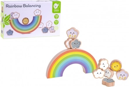 Wooden Balancing Rainbow with Clouds