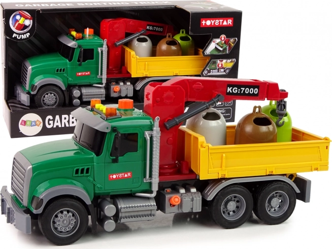 Kids’ garbage truck with crane and containers with lights and sounds
