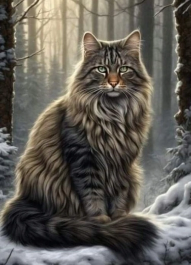 Diamond Painting Cat in the Forest 30x40cm