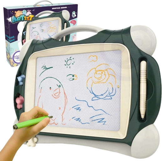 Colorful Magnetic Drawing Board with 2 Stamps in Green