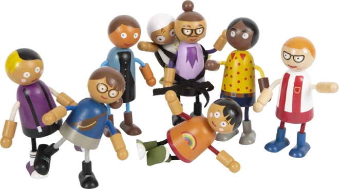 Flexible Wooden Dolls – Family with Baby, 8 pcs