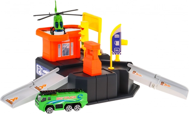 detské parkovisko s helipadom a hracou podložkou 3+