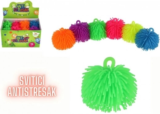 Anti-stress squeezable silicone ball with light, 7 cm