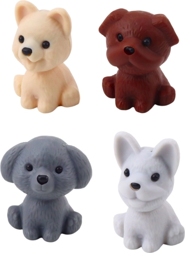 Four adorable puppy figures