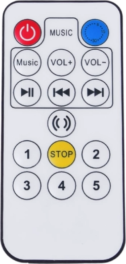 Sterowanie pilotem, muzyka i timer