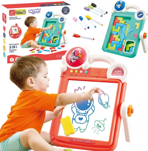 Woopie double‑sided drawing board and Tetris game 2‑in‑1, orange