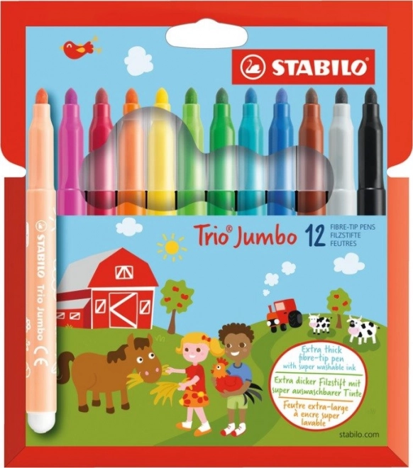 Stabilo Trio Jumbo felt-tip markers, 12 colors