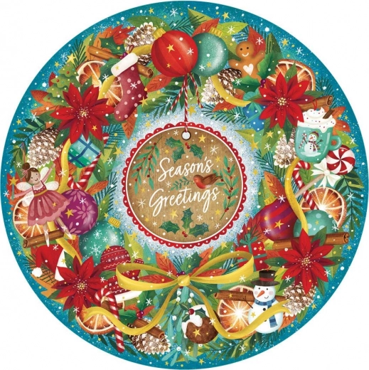 Round Puzzle Christmas Greetings 500 Pieces