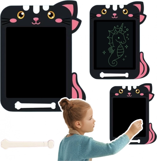 LCD Magic Drawing Tablet for Kids with Cat Theme - Black