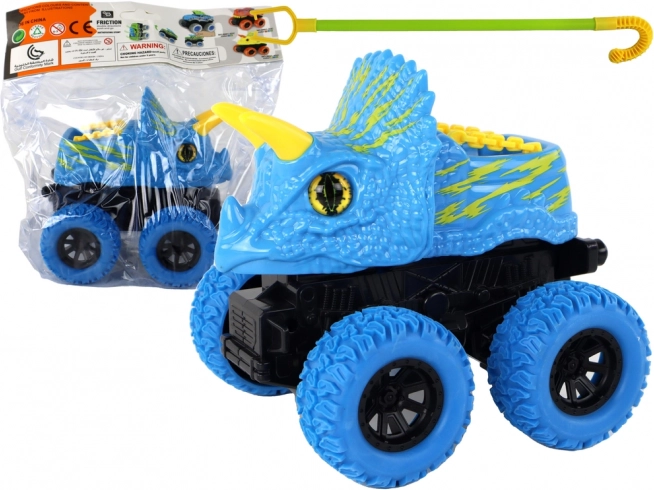 Hračkarské auto Triceratops s gumovými kolesami modré