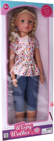 Walking doll in floral dress 70 cm
