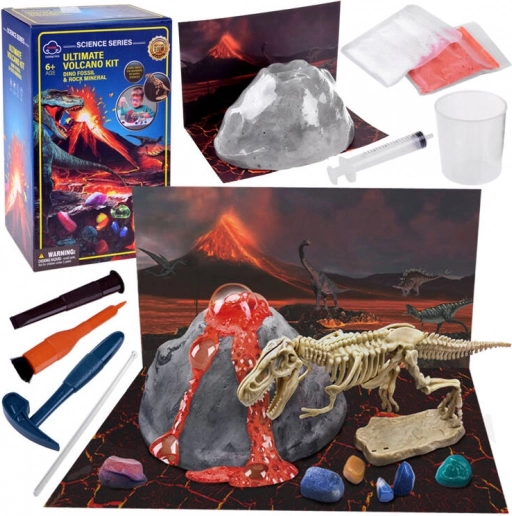 Educational set volcano + dinosaurs - small excavation archaeological kit ZA4726