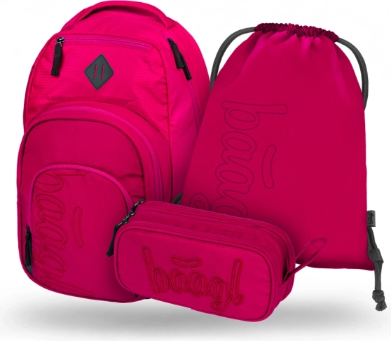 Baagl 3 Set Coolmate Ruby: backpack, pencil case, and pouch
