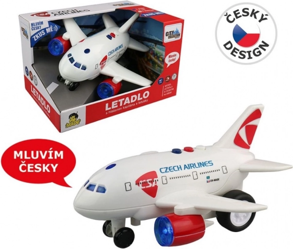 CSA airplane with captain and flight attendant announcements, friction motor, 20 cm