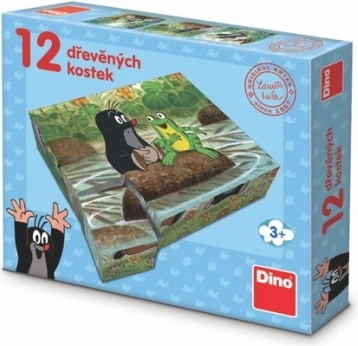 Dino cubes en bois LE PETIT TAUPE et les animaux 12 pcs