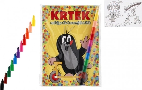 Kifestőkönyv Kisvakond A5 - Fess színes pontok alapján zsírkrétákkal