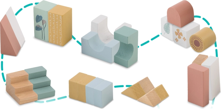 Costruzioni creative con 24 blocchi in legno