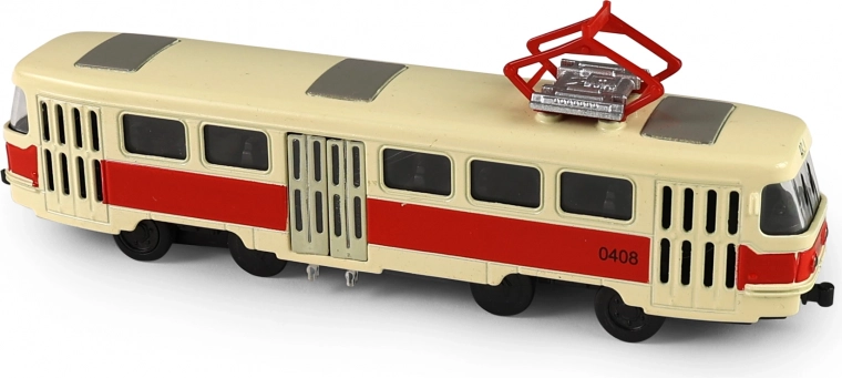 kovová retro električka t3 16 cm so svetlom a zvukom
