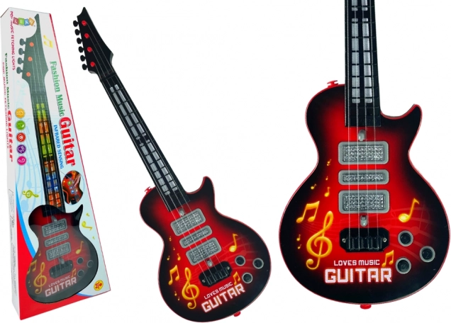 Elektryczna gitara z kolorowymi światłami Czerwona