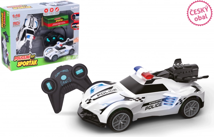 Police RC car with light and smoke effects 18 cm